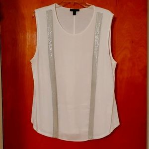 J.Crew mixed media top with sequin detail.